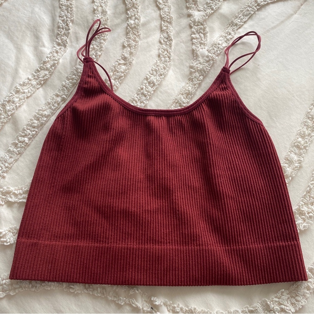 Ribbed Burgundy Cami Tank Top